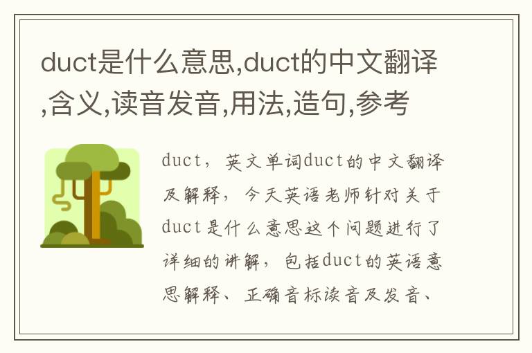 duct是什么意思,duct的中文翻译,含义,读音发音,用法,造句,参考例句