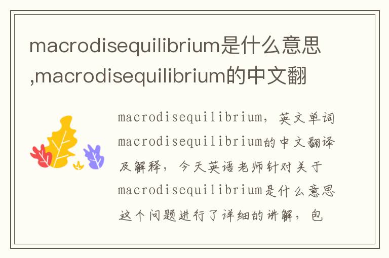 macrodisequilibrium是什么意思,macrodisequilibrium的中文翻译,含义,读音发音,用法,造句,参考例句