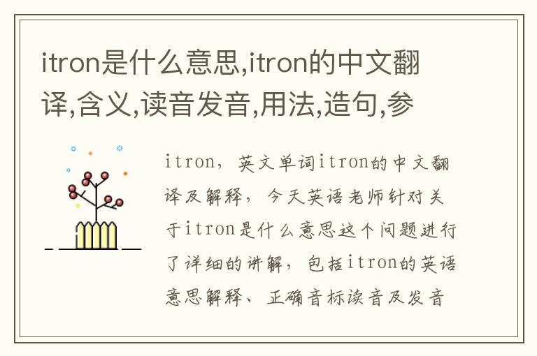 itron是什么意思,itron的中文翻译,含义,读音发音,用法,造句,参考例句