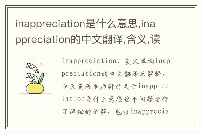 inappreciation是什么意思,inappreciation的中文翻译,含义,读音发音,用法,造句,参考例句