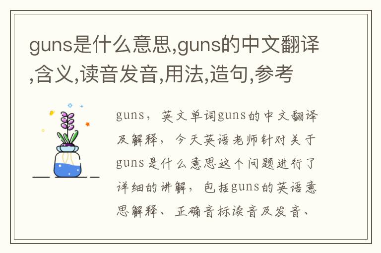 guns是什么意思,guns的中文翻译,含义,读音发音,用法,造句,参考例句