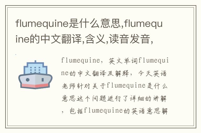 flumequine是什么意思,flumequine的中文翻译,含义,读音发音,用法,造句,参考例句