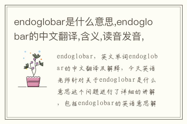 endoglobar是什么意思,endoglobar的中文翻译,含义,读音发音,用法,造句,参考例句