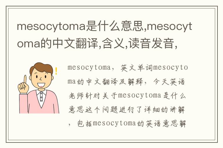 mesocytoma是什么意思,mesocytoma的中文翻译,含义,读音发音,用法,造句,参考例句