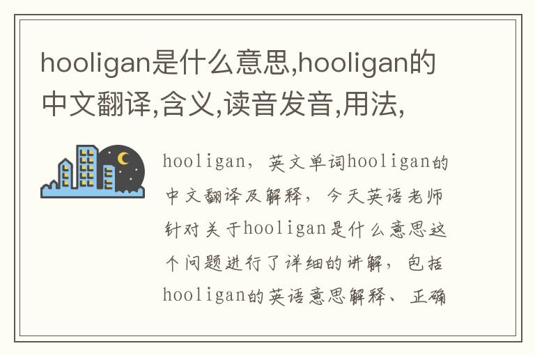 hooligan是什么意思,hooligan的中文翻译,含义,读音发音,用法,造句,参考例句