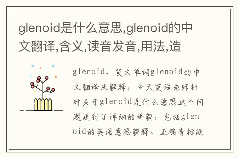 glenoid是什么意思,glenoid的中文翻译,含义,读音发音,用法,造句,参考例句