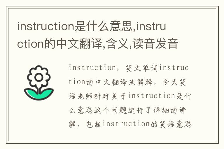 instruction是什么意思,instruction的中文翻译,含义,读音发音,用法,造句,参考例句