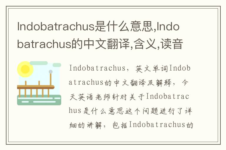 Indobatrachus是什么意思,Indobatrachus的中文翻译,含义,读音发音,用法,造句,参考例句