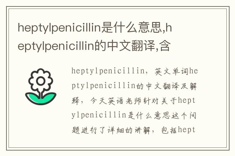 heptylpenicillin是什么意思,heptylpenicillin的中文翻译,含义,读音发音,用法,造句,参考例句