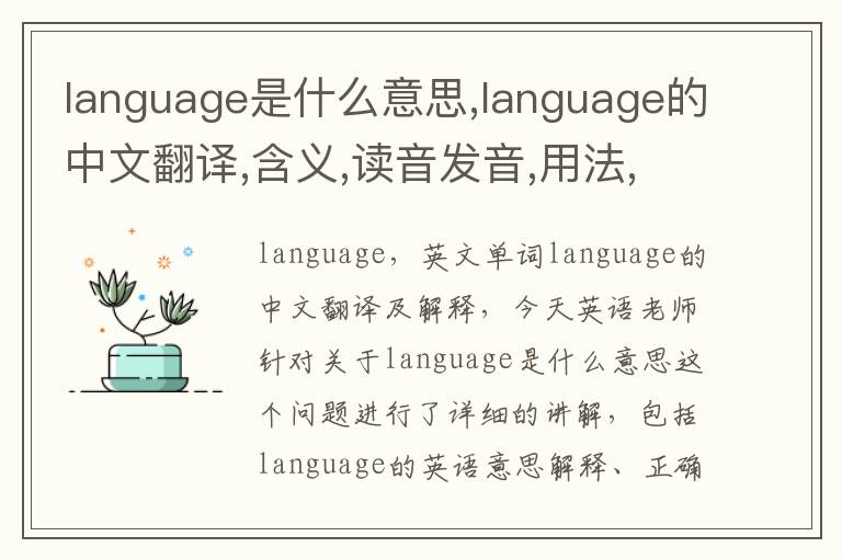 language是什么意思,language的中文翻译,含义,读音发音,用法,造句,参考例句