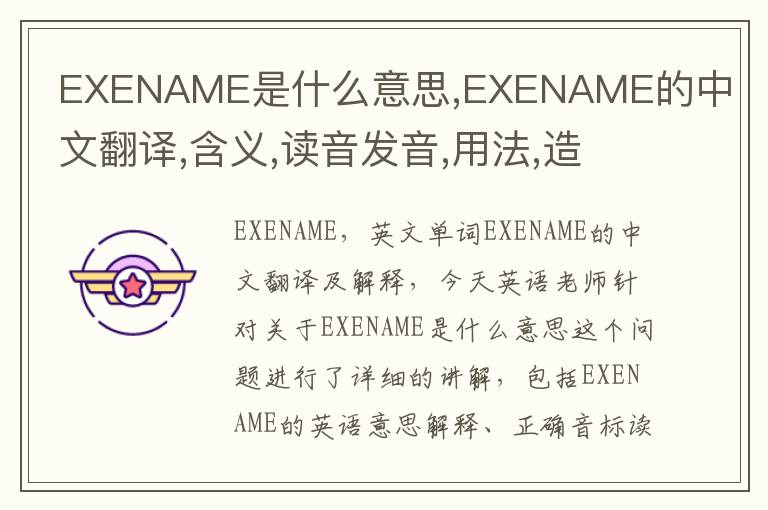 EXENAME是什么意思,EXENAME的中文翻译,含义,读音发音,用法,造句,参考例句