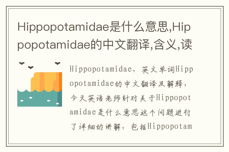 Hippopotamidae是什么意思,Hippopotamidae的中文翻译,含义,读音发音,用法,造句,参考例句