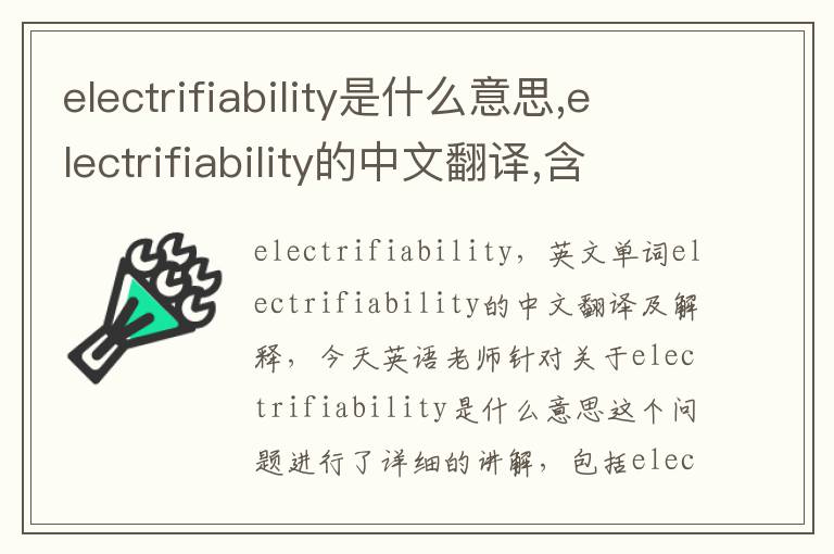 electrifiability是什么意思,electrifiability的中文翻译,含义,读音发音,用法,造句,参考例句