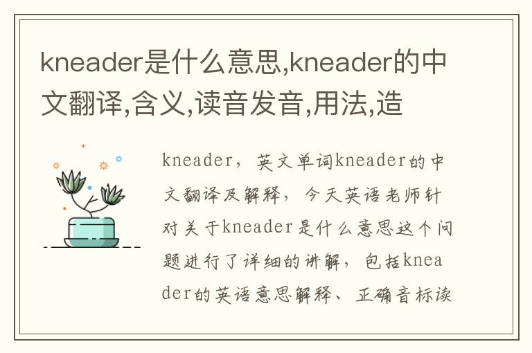 kneader是什么意思,kneader的中文翻译,含义,读音发音,用法,造句,参考例句