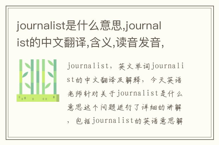 journalist是什么意思,journalist的中文翻译,含义,读音发音,用法,造句,参考例句