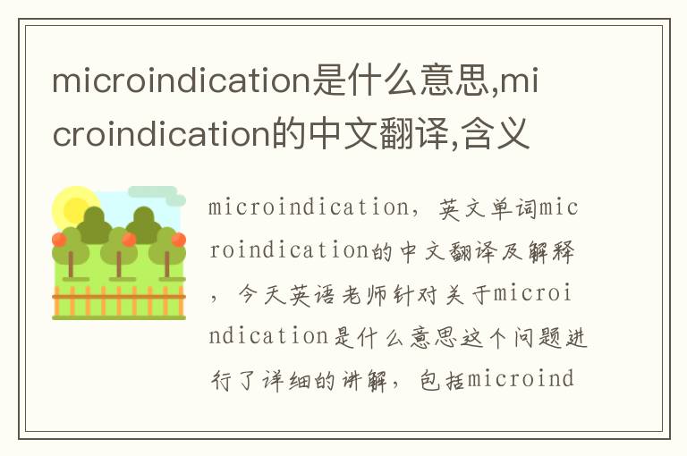 microindication是什么意思,microindication的中文翻译,含义,读音发音,用法,造句,参考例句