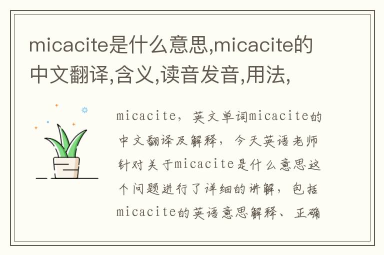 micacite是什么意思,micacite的中文翻译,含义,读音发音,用法,造句,参考例句