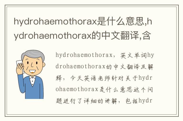 hydrohaemothorax是什么意思,hydrohaemothorax的中文翻译,含义,读音发音,用法,造句,参考例句