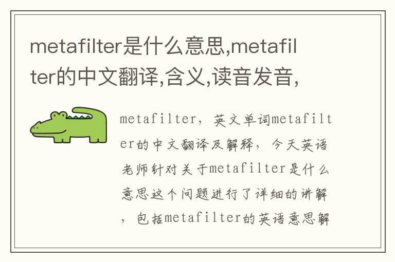 metafilter是什么意思,metafilter的中文翻译,含义,读音发音,用法,造句,参考例句