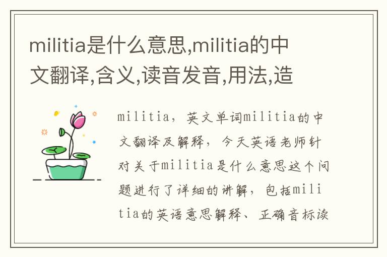 militia是什么意思,militia的中文翻译,含义,读音发音,用法,造句,参考例句