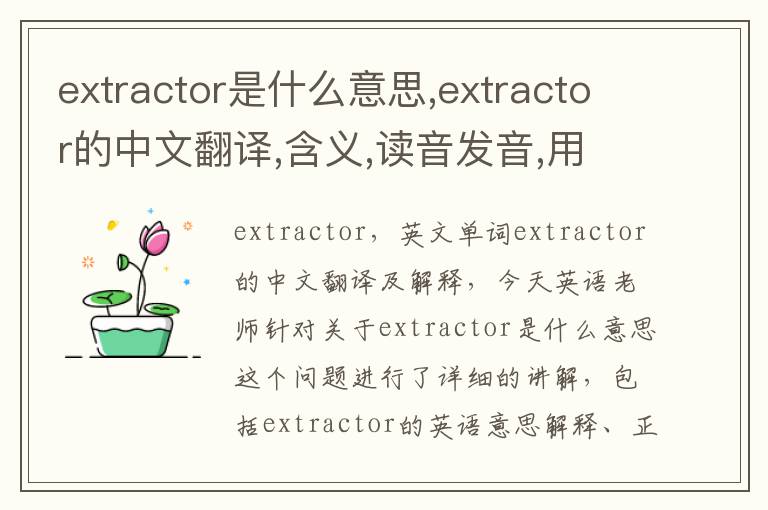 extractor是什么意思,extractor的中文翻译,含义,读音发音,用法,造句,参考例句