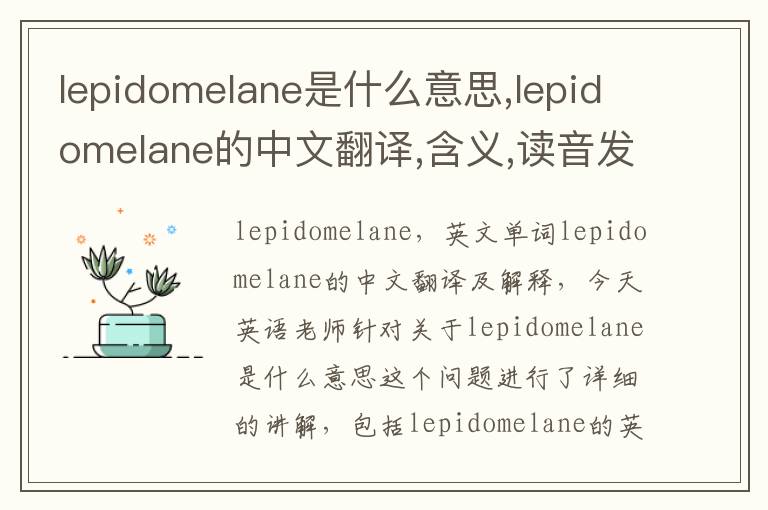 lepidomelane是什么意思,lepidomelane的中文翻译,含义,读音发音,用法,造句,参考例句