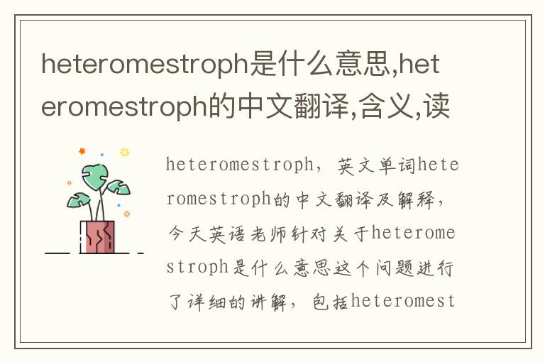 heteromestroph是什么意思,heteromestroph的中文翻译,含义,读音发音,用法,造句,参考例句