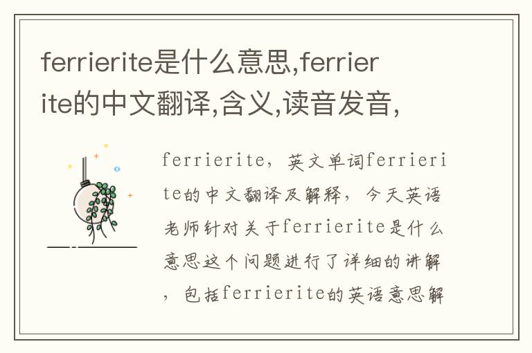 ferrierite是什么意思,ferrierite的中文翻译,含义,读音发音,用法,造句,参考例句