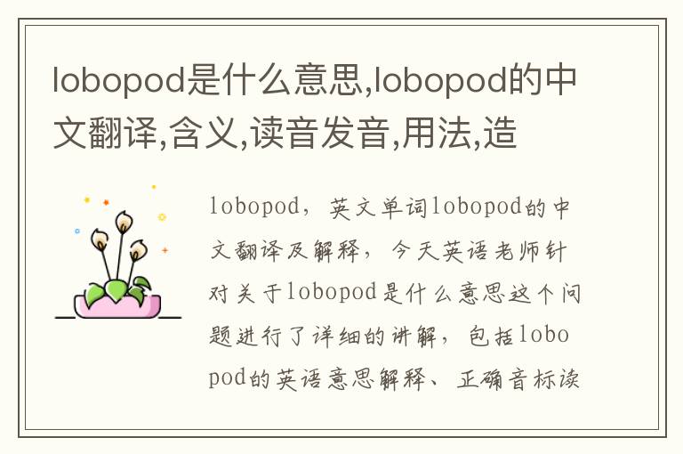 lobopod是什么意思,lobopod的中文翻译,含义,读音发音,用法,造句,参考例句