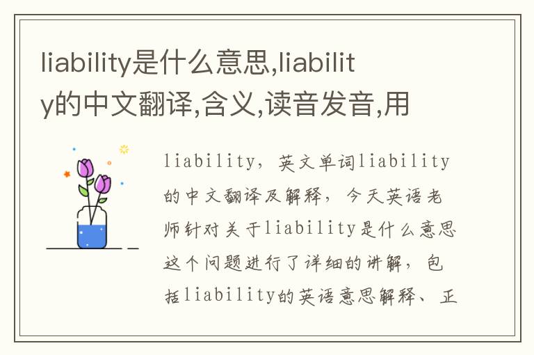 liability是什么意思,liability的中文翻译,含义,读音发音,用法,造句,参考例句