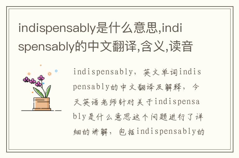 indispensably是什么意思,indispensably的中文翻译,含义,读音发音,用法,造句,参考例句