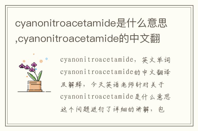 cyanonitroacetamide是什么意思,cyanonitroacetamide的中文翻译,含义,读音发音,用法,造句,参考例句