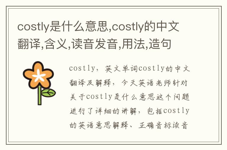 costly是什么意思,costly的中文翻译,含义,读音发音,用法,造句,参考例句