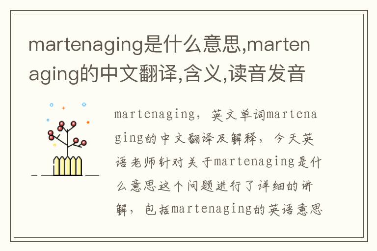 martenaging是什么意思,martenaging的中文翻译,含义,读音发音,用法,造句,参考例句