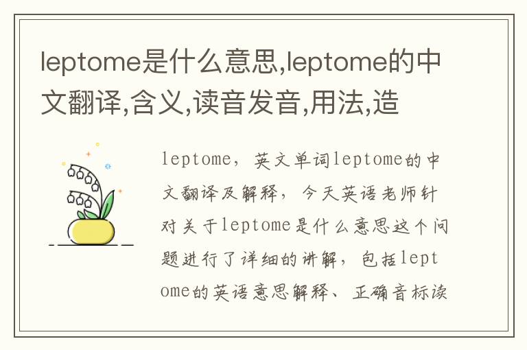 leptome是什么意思,leptome的中文翻译,含义,读音发音,用法,造句,参考例句