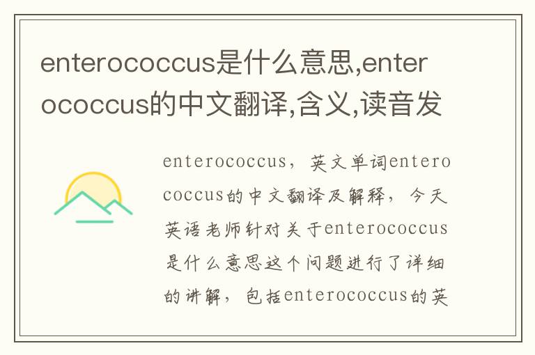 enterococcus是什么意思,enterococcus的中文翻译,含义,读音发音,用法,造句,参考例句