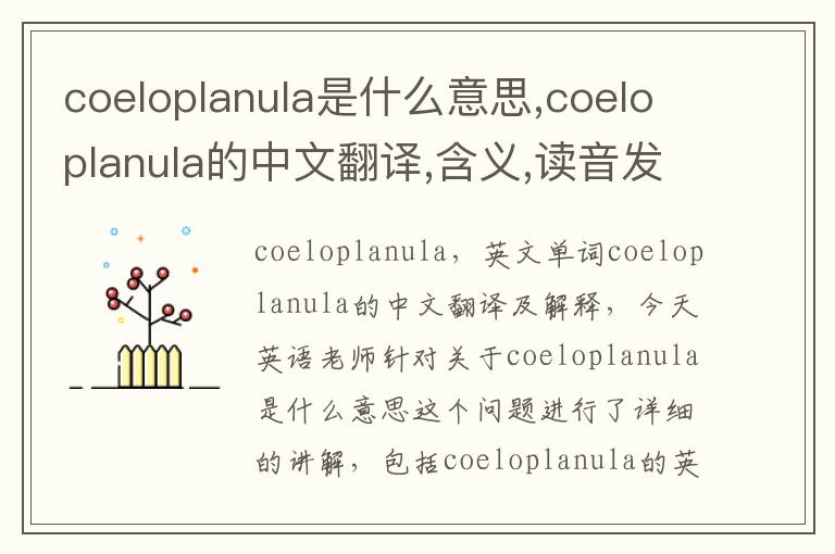 coeloplanula是什么意思,coeloplanula的中文翻译,含义,读音发音,用法,造句,参考例句