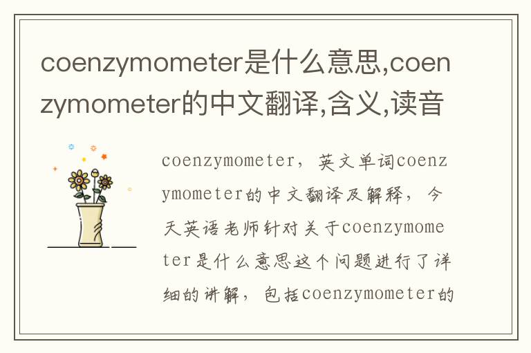 coenzymometer是什么意思,coenzymometer的中文翻译,含义,读音发音,用法,造句,参考例句