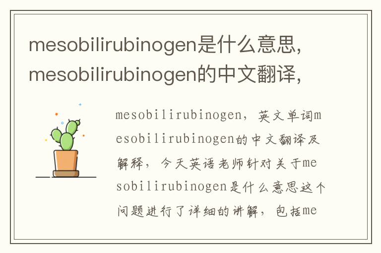 mesobilirubinogen是什么意思,mesobilirubinogen的中文翻译,含义,读音发音,用法,造句,参考例句