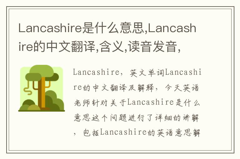 Lancashire是什么意思,Lancashire的中文翻译,含义,读音发音,用法,造句,参考例句