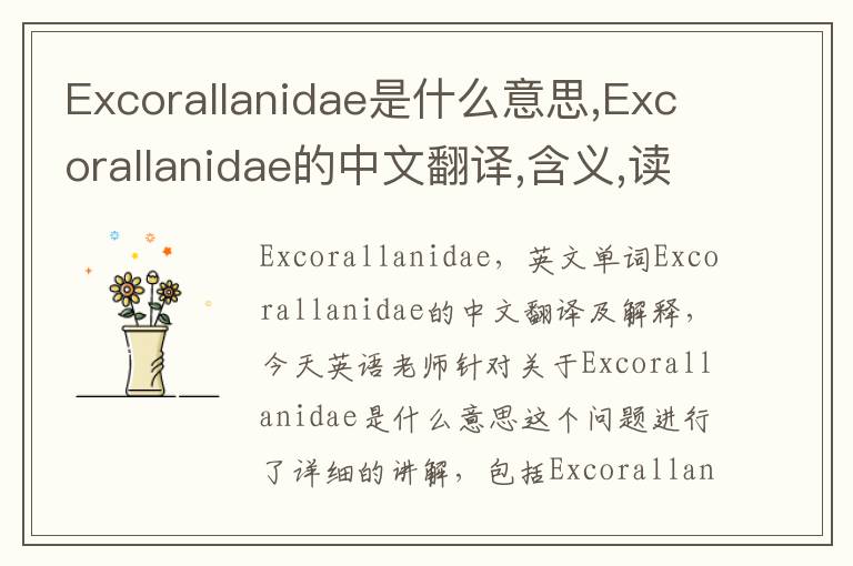 Excorallanidae是什么意思,Excorallanidae的中文翻译,含义,读音发音,用法,造句,参考例句