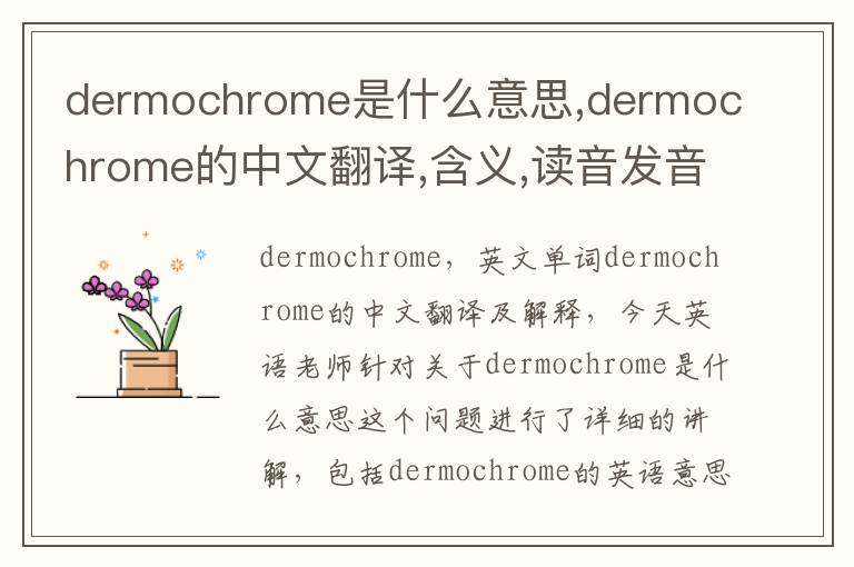 dermochrome是什么意思,dermochrome的中文翻译,含义,读音发音,用法,造句,参考例句