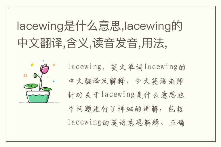 lacewing是什么意思,lacewing的中文翻译,含义,读音发音,用法,造句,参考例句