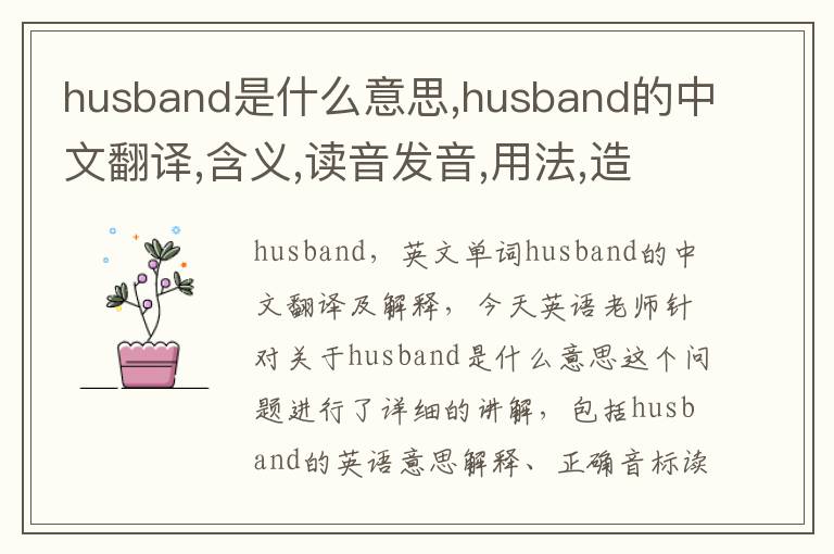 husband是什么意思,husband的中文翻译,含义,读音发音,用法,造句,参考例句