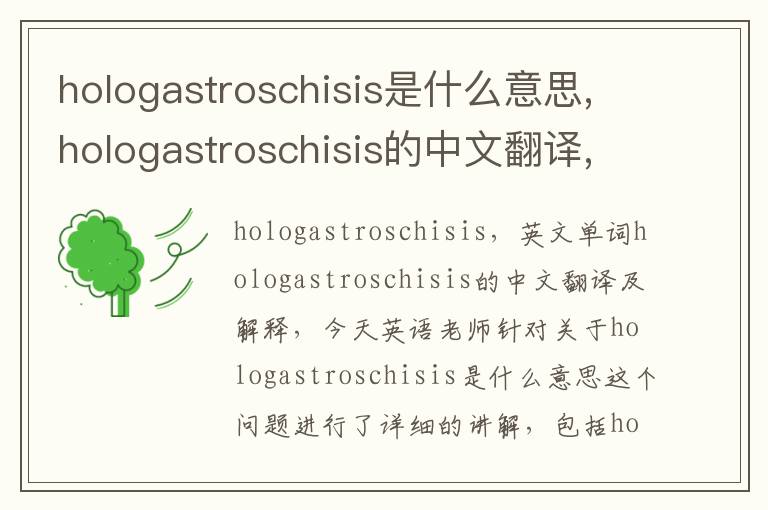 hologastroschisis是什么意思,hologastroschisis的中文翻译,含义,读音发音,用法,造句,参考例句