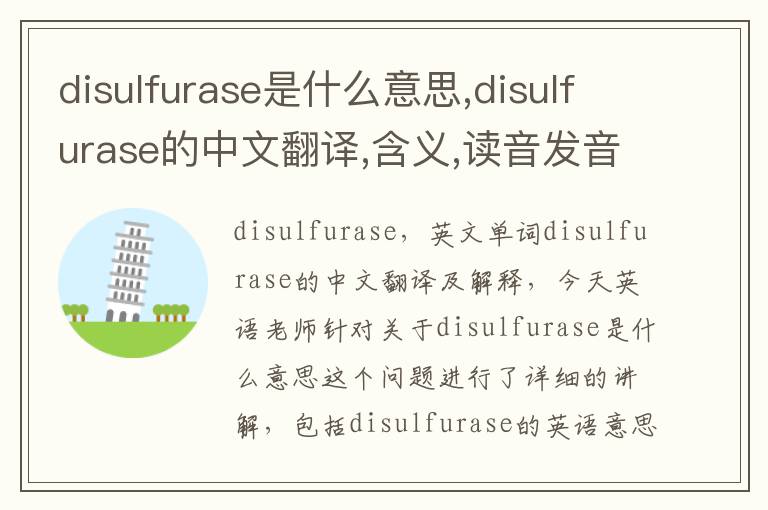 disulfurase是什么意思,disulfurase的中文翻译,含义,读音发音,用法,造句,参考例句