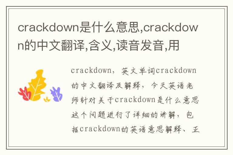 crackdown是什么意思,crackdown的中文翻译,含义,读音发音,用法,造句,参考例句