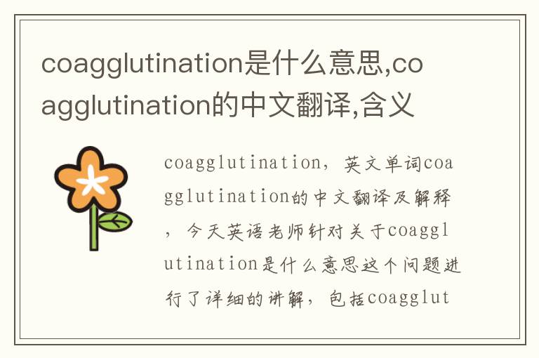 coagglutination是什么意思,coagglutination的中文翻译,含义,读音发音,用法,造句,参考例句