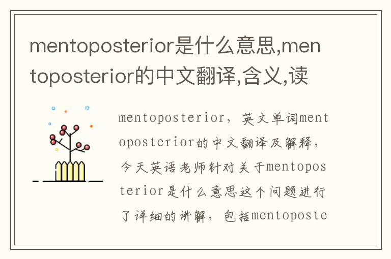 mentoposterior是什么意思,mentoposterior的中文翻译,含义,读音发音,用法,造句,参考例句