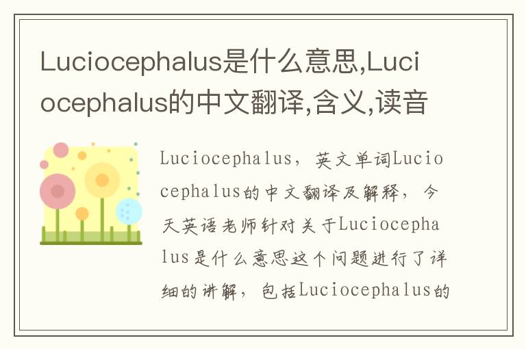 Luciocephalus是什么意思,Luciocephalus的中文翻译,含义,读音发音,用法,造句,参考例句